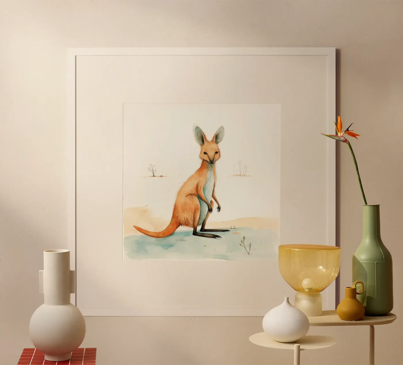 Minimal Wallaby poster da Minimal Animal Art
