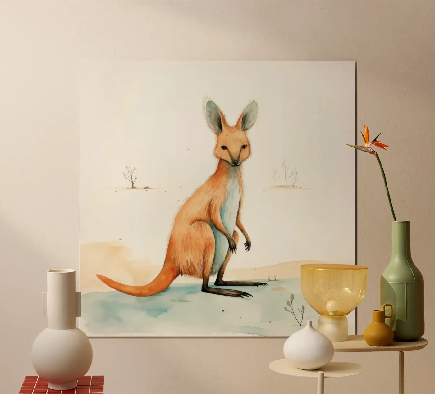 Minimal Wallaby poster da Minimal Animal Art