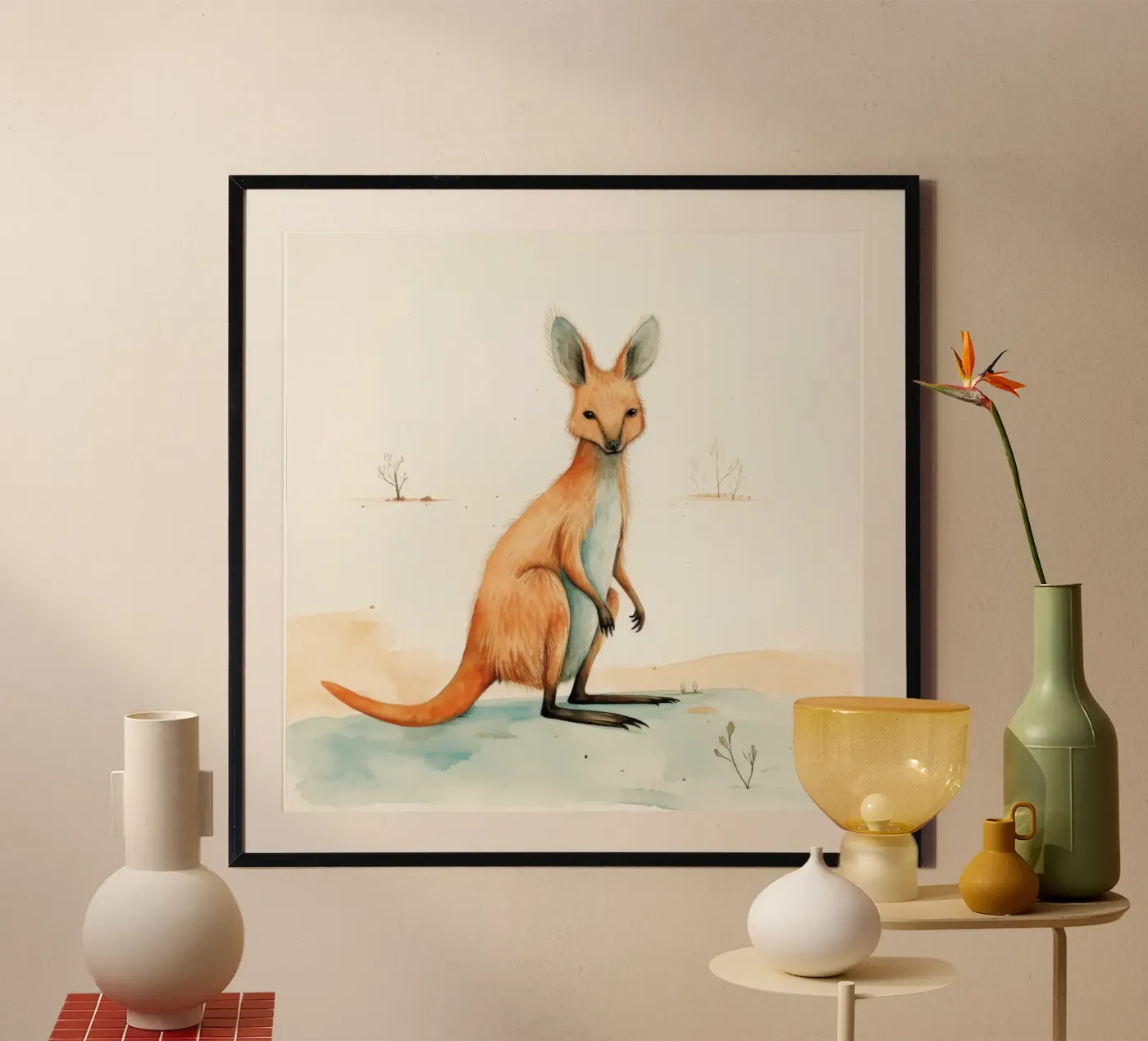 Minimal Wallaby poster da Minimal Animal Art