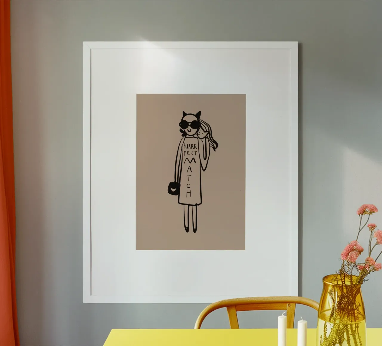 PURRFECT MATCH - Tiny CATGIRL poster con telaio in alluminio da Gabi_Schöffel_Illustration