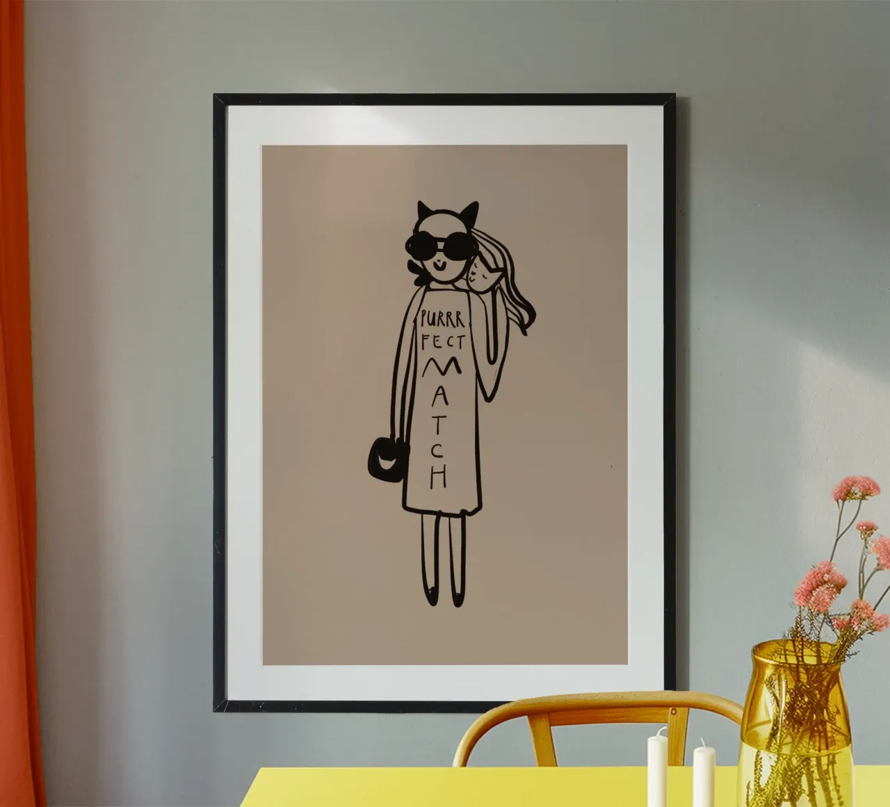 PURRFECT MATCH - Tiny CATGIRL poster con telaio in alluminio da Gabi_Schöffel_Illustration