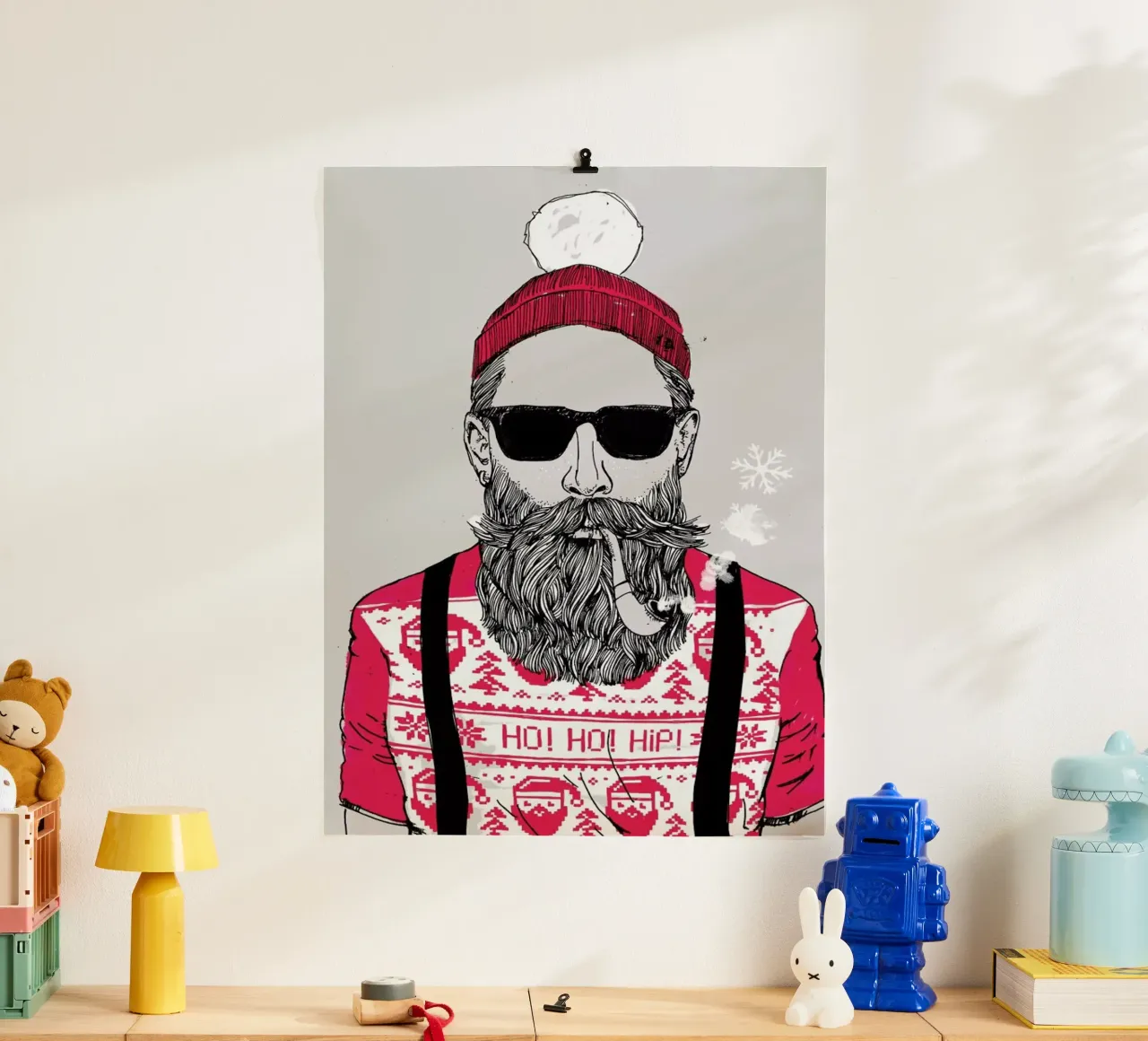 Ho Ho Hipster poster with plastic frame by Doozal