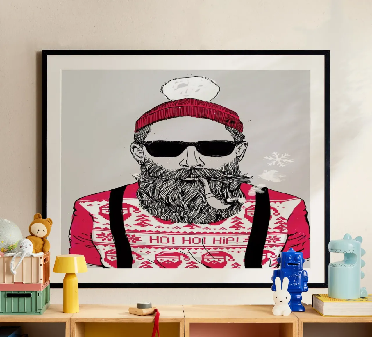 Ho Ho Hipster poster with plastic frame by Doozal
