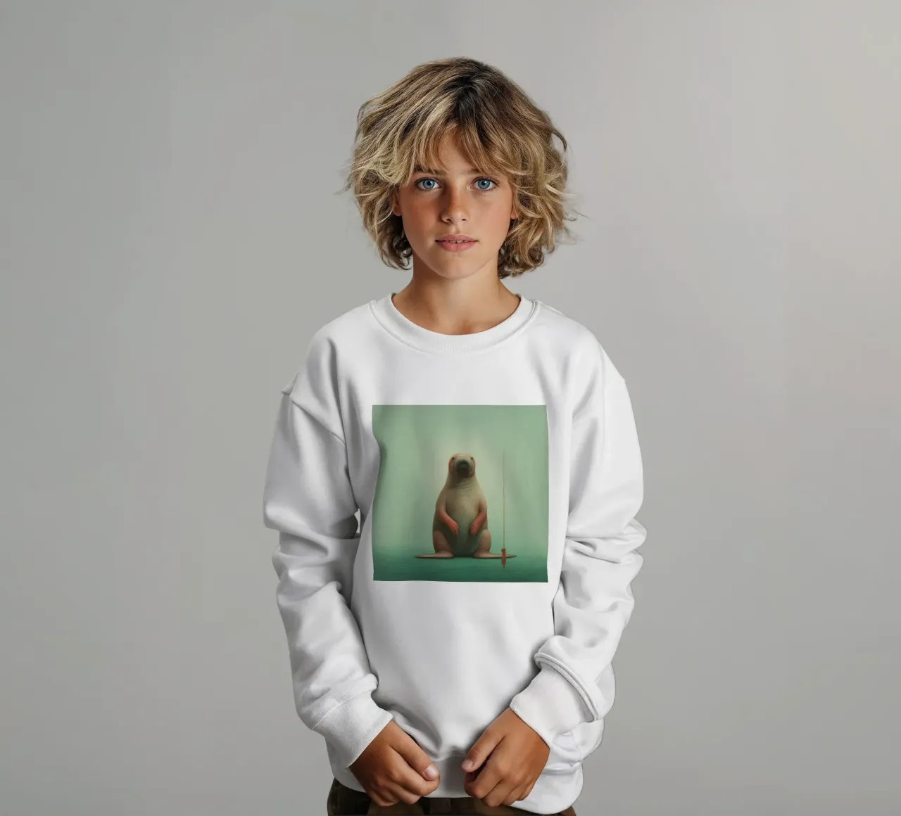 Tricheco minimo 2 felpa bambino da Minimal Animal Art