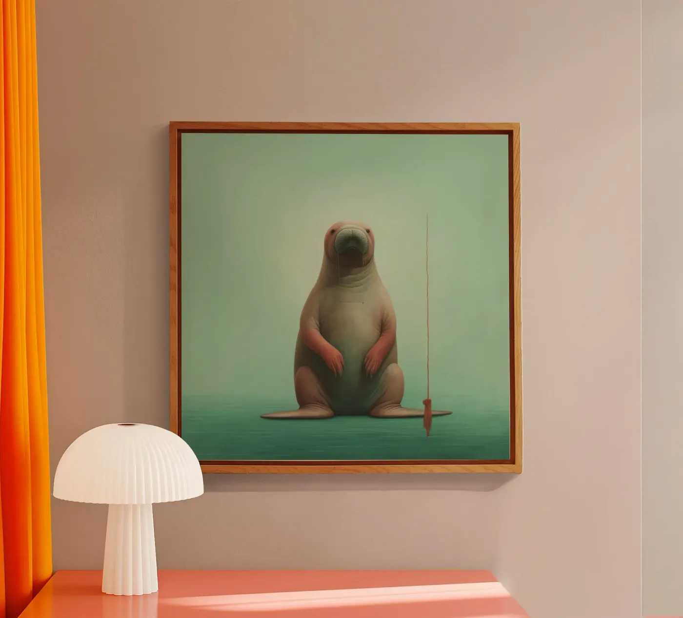 Minimaal Walrus acryl van Minimal Animal Art