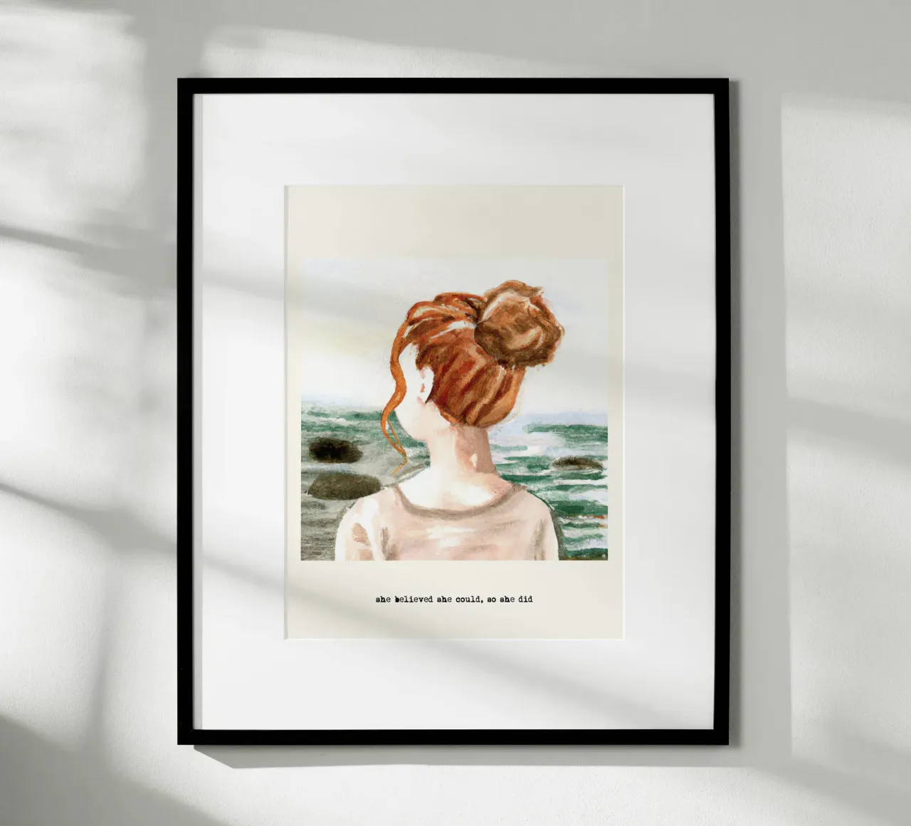 Sie glaubte, sie könnte es, also tat sie es. Zitat, Red Hair Girl Poster von Peaches Art Prints