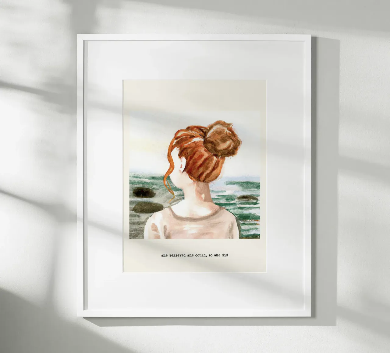 Sie glaubte, sie könnte es, also tat sie es. Zitat, Red Hair Girl Poster von Peaches Art Prints