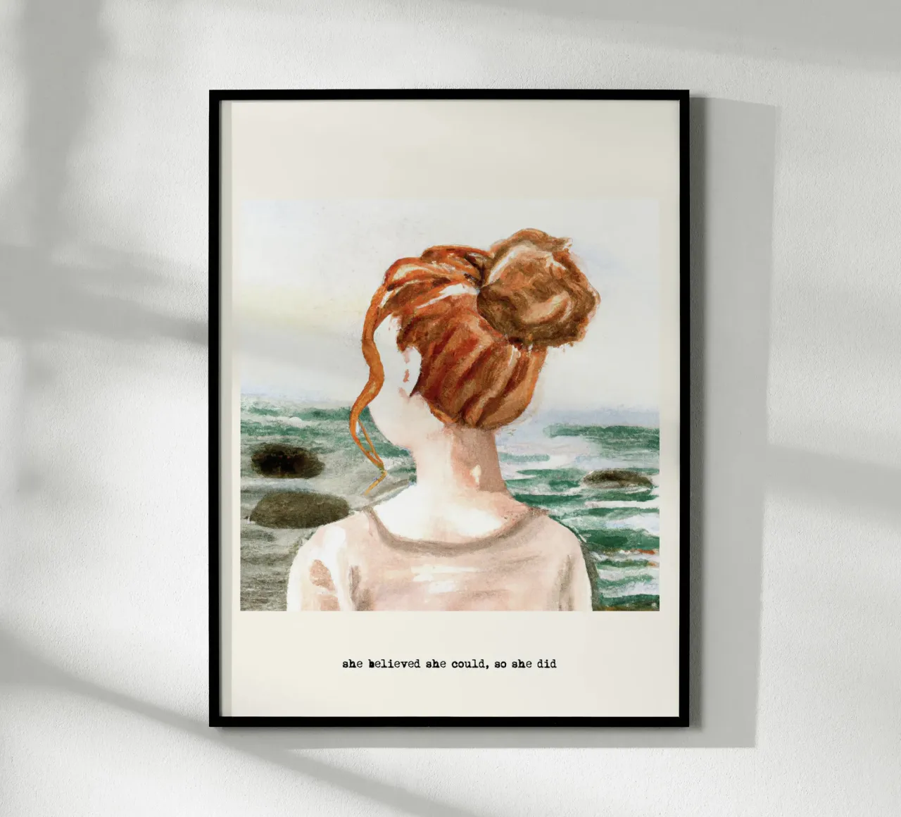 Sie glaubte, sie könnte es, also tat sie es. Zitat, Red Hair Girl Poster von Peaches Art Prints