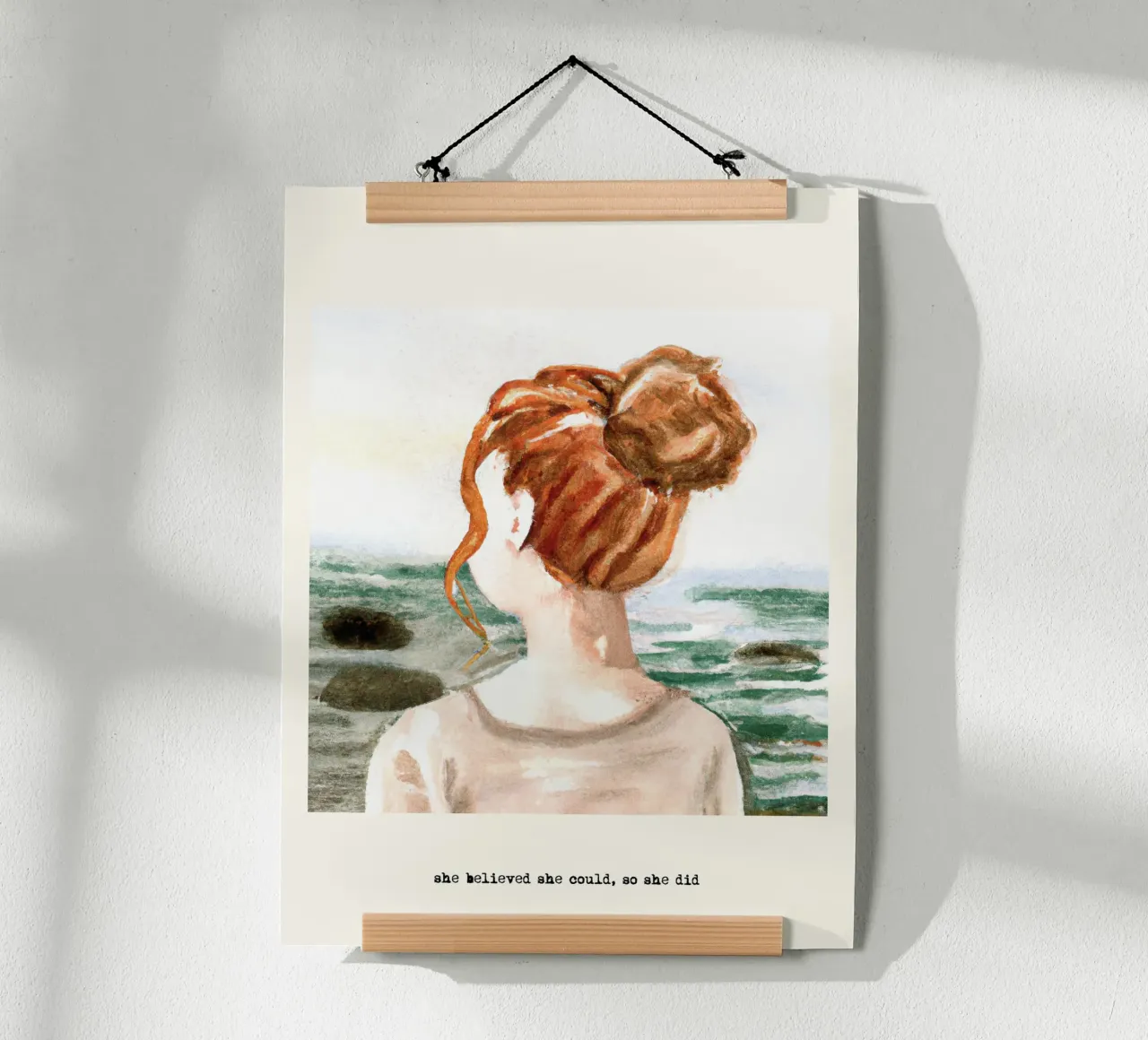 Sie glaubte, sie könnte es, also tat sie es. Zitat, Red Hair Girl Poster von Peaches Art Prints