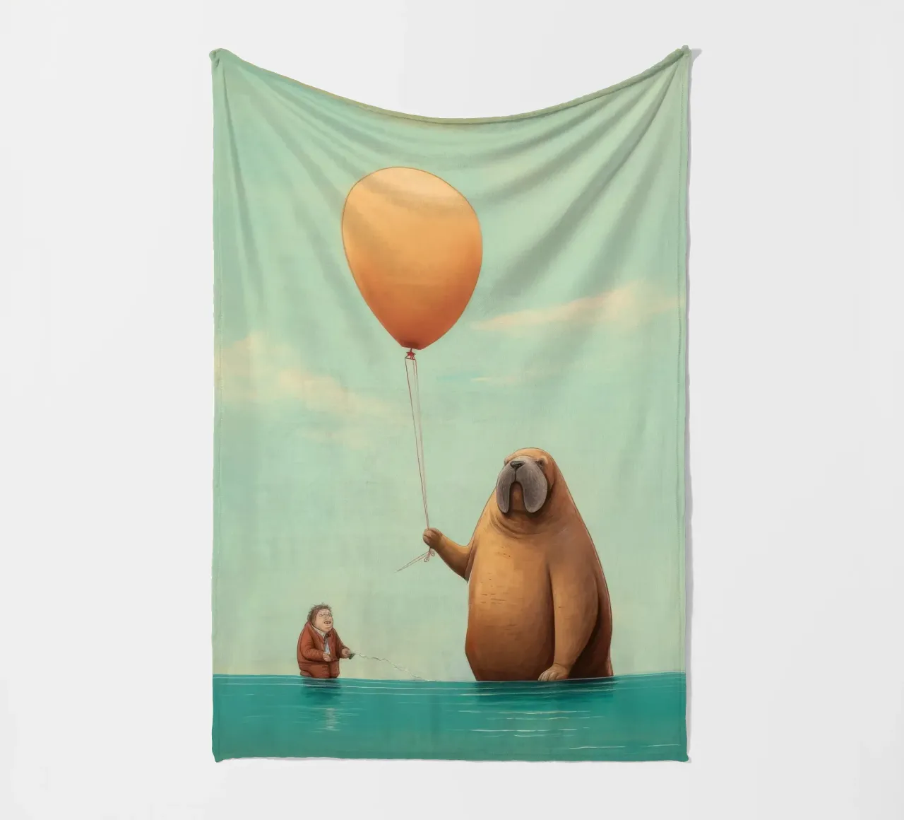 Tricheco minimo 3 coperta in pile da Minimal Animal Art
