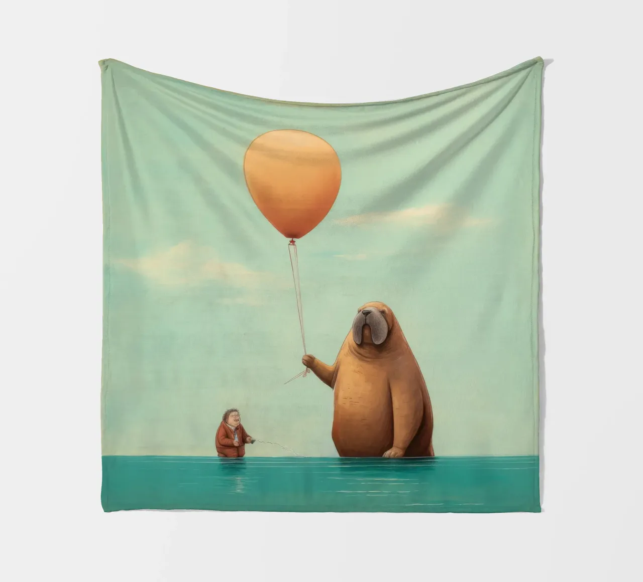 Tricheco minimo 3 coperta in pile da Minimal Animal Art