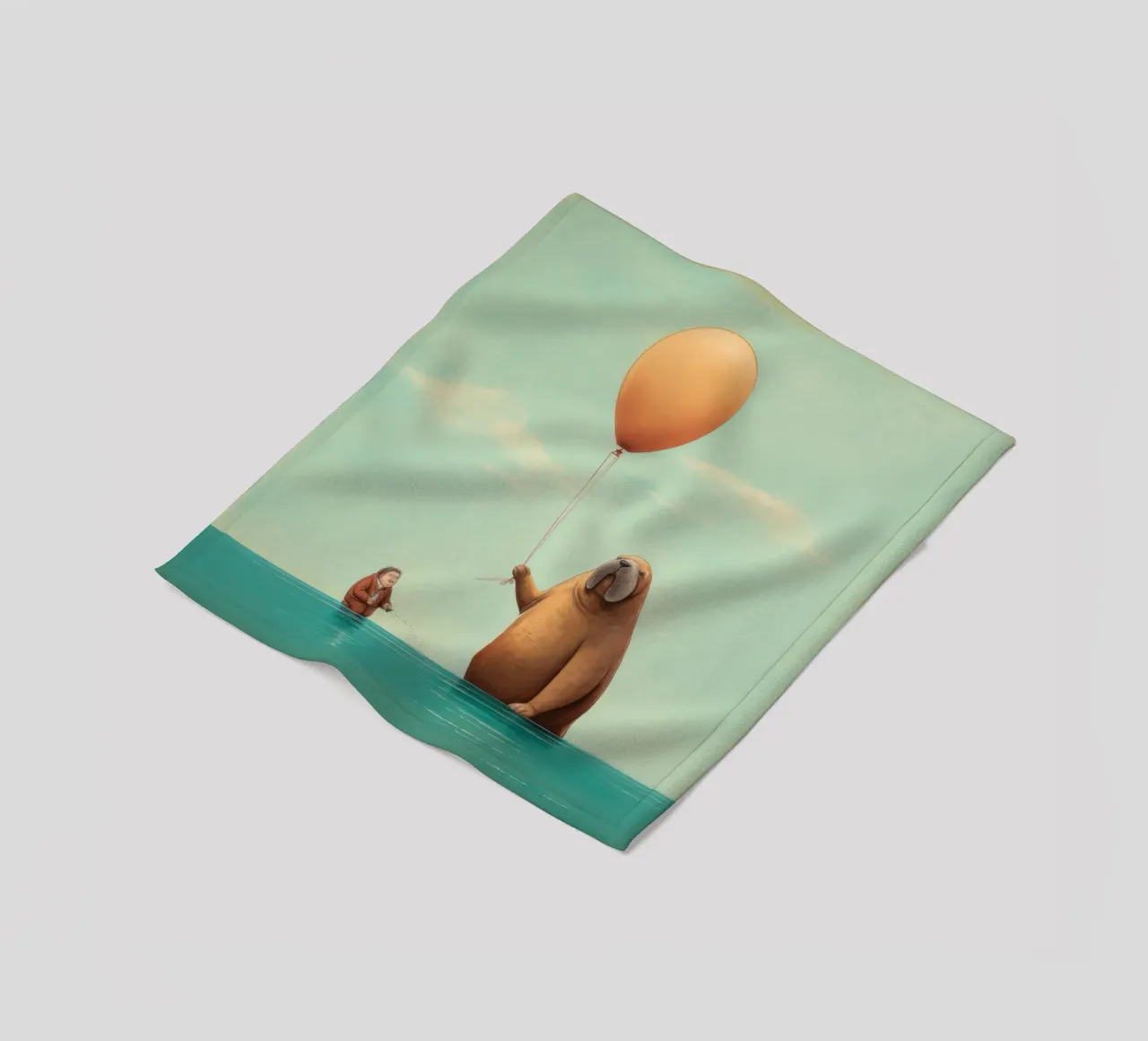 Tricheco minimo 3 coperta in pile da Minimal Animal Art
