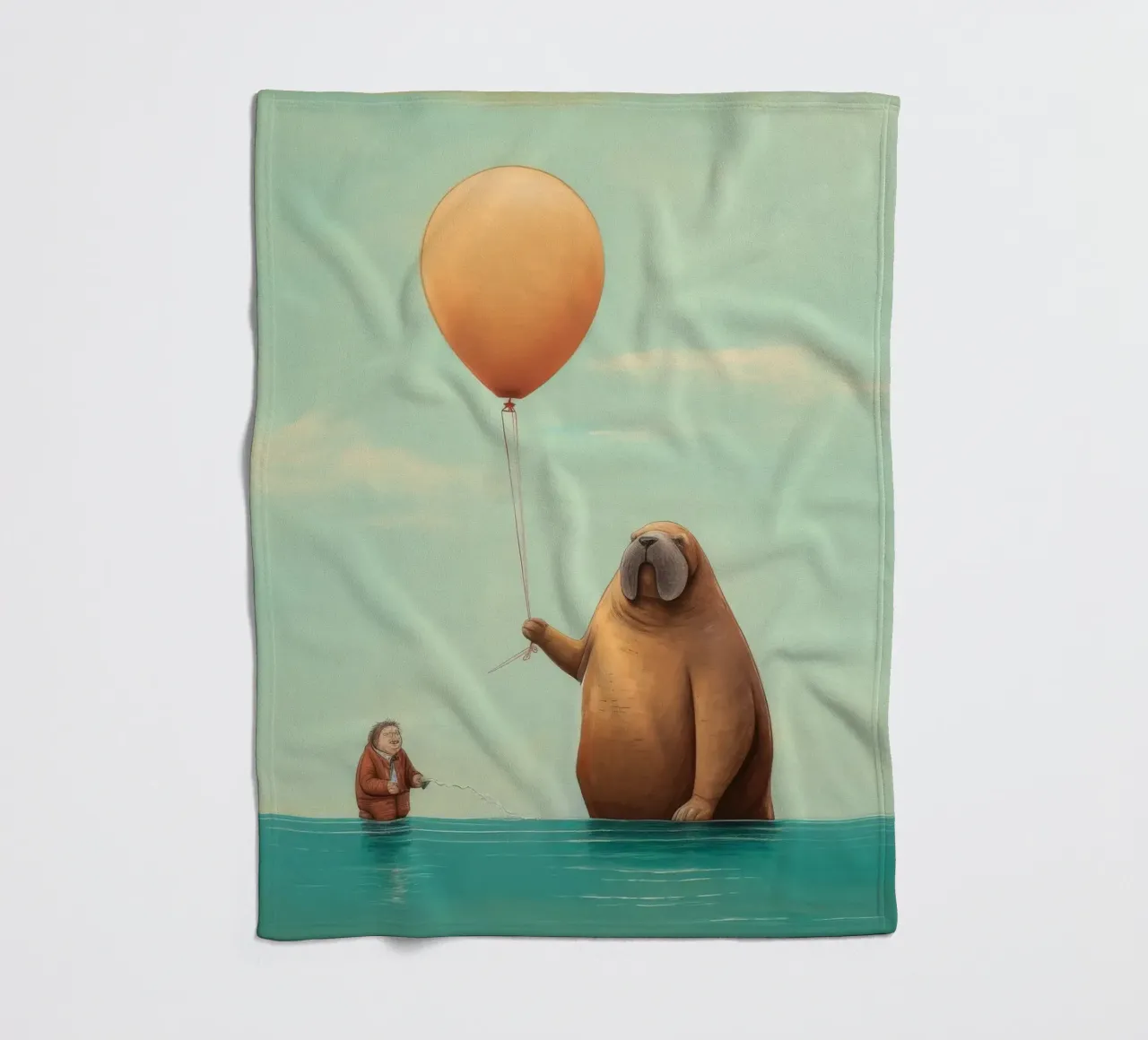 Tricheco minimo 3 coperta in pile da Minimal Animal Art