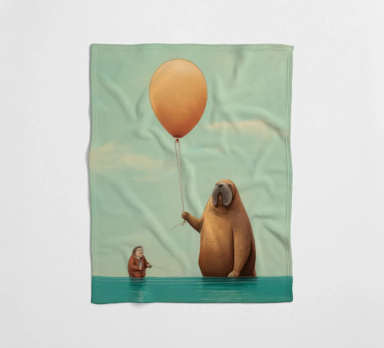Tricheco minimo 3 coperta in pile da Minimal Animal Art