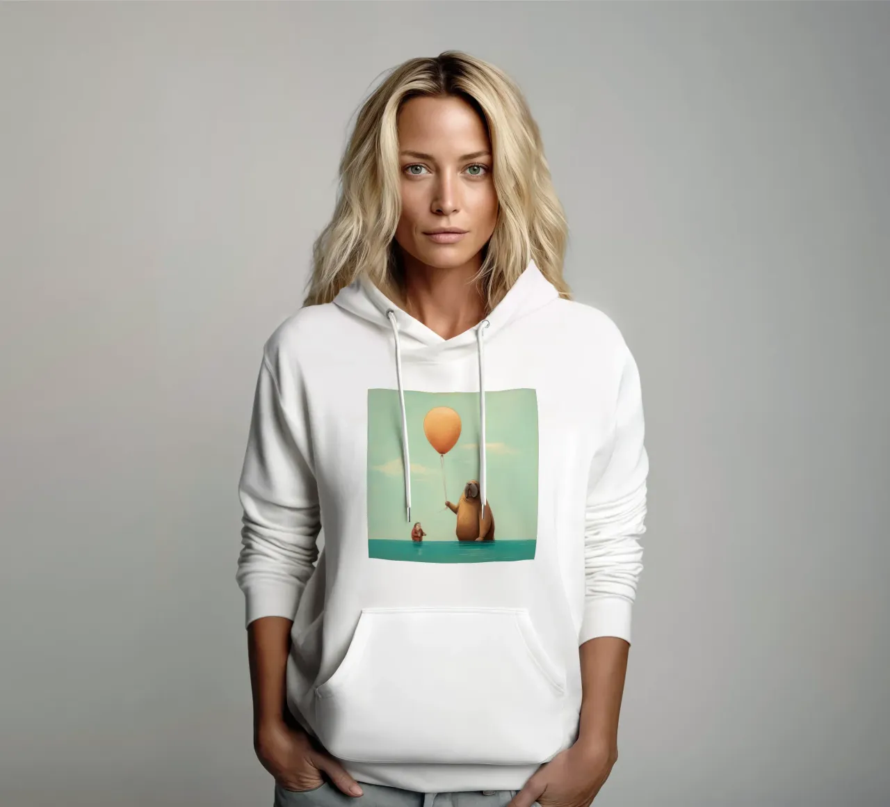 Tricheco minimo 3 felpa con cappuccio da Minimal Animal Art