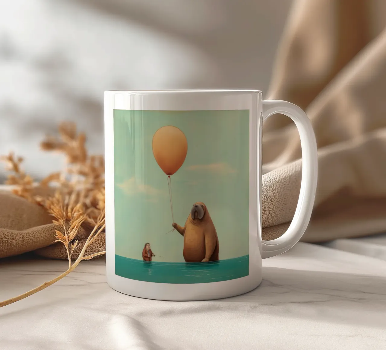 Tricheco minimo 3 tazza in ceramica da Minimal Animal Art