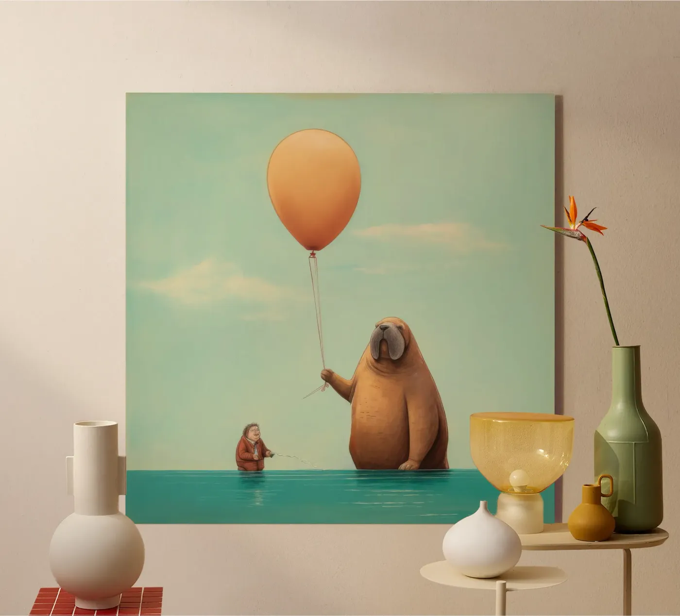 Minimal Walrus acrylic glass by Minimal Animal Art