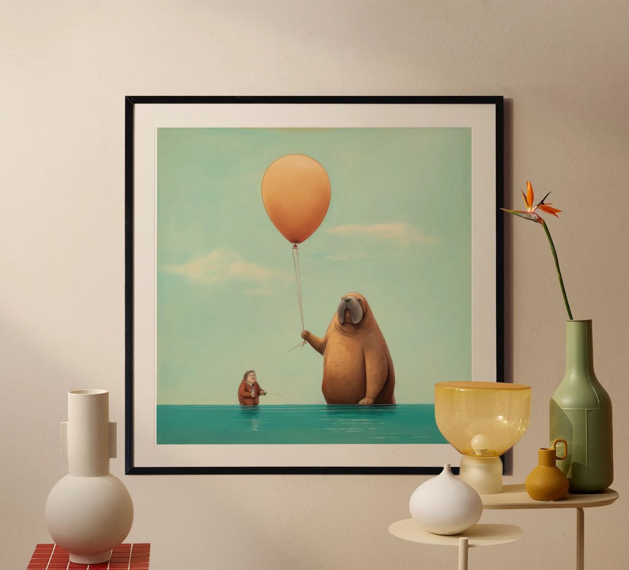 Minimale walrus 3 poster van Minimal Animal Art