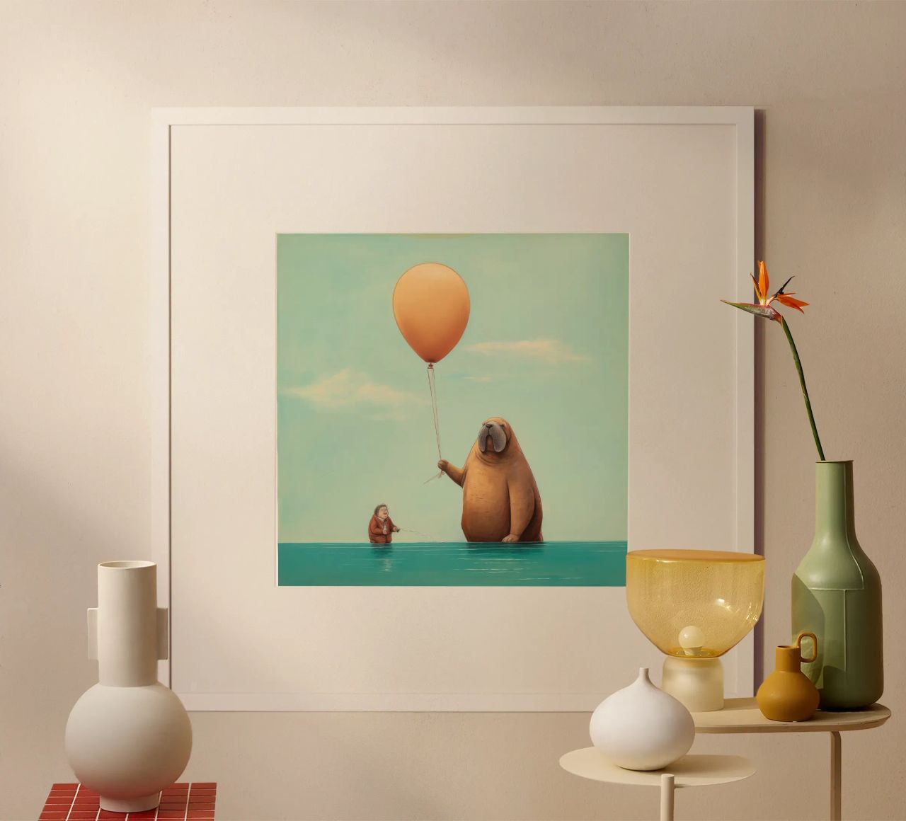 Minimale walrus 3 poster van Minimal Animal Art