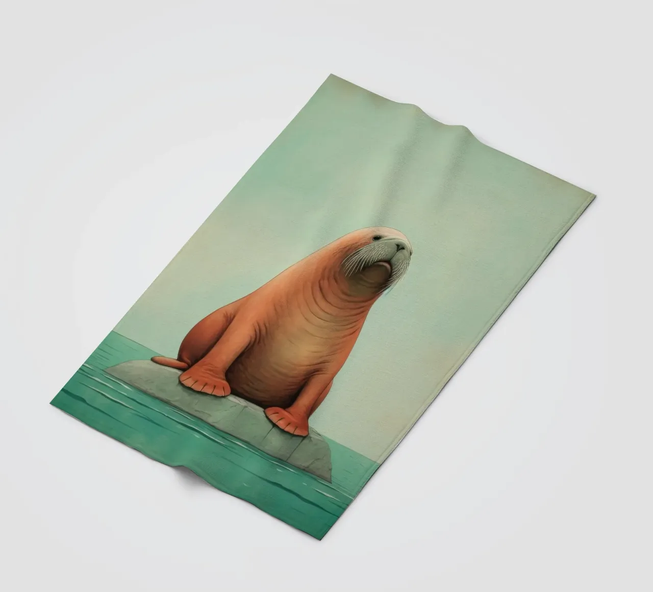 Tricheco minimo 1 coperta in pile da Minimal Animal Art