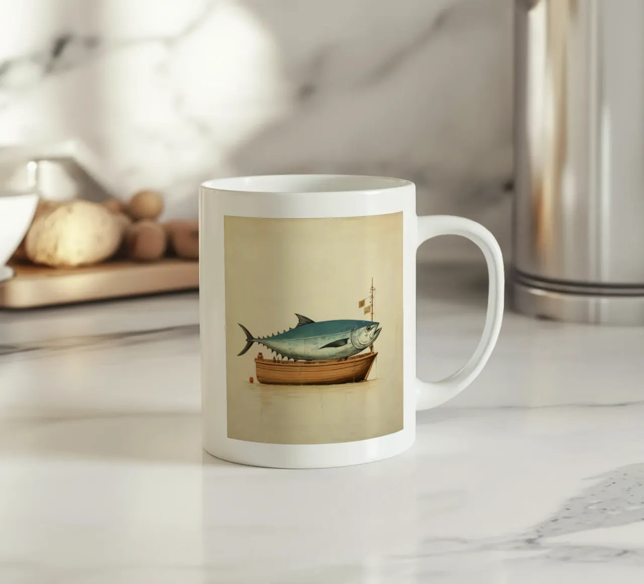 Tonno minimo 4 tazza in ceramica da Minimal Animal Art