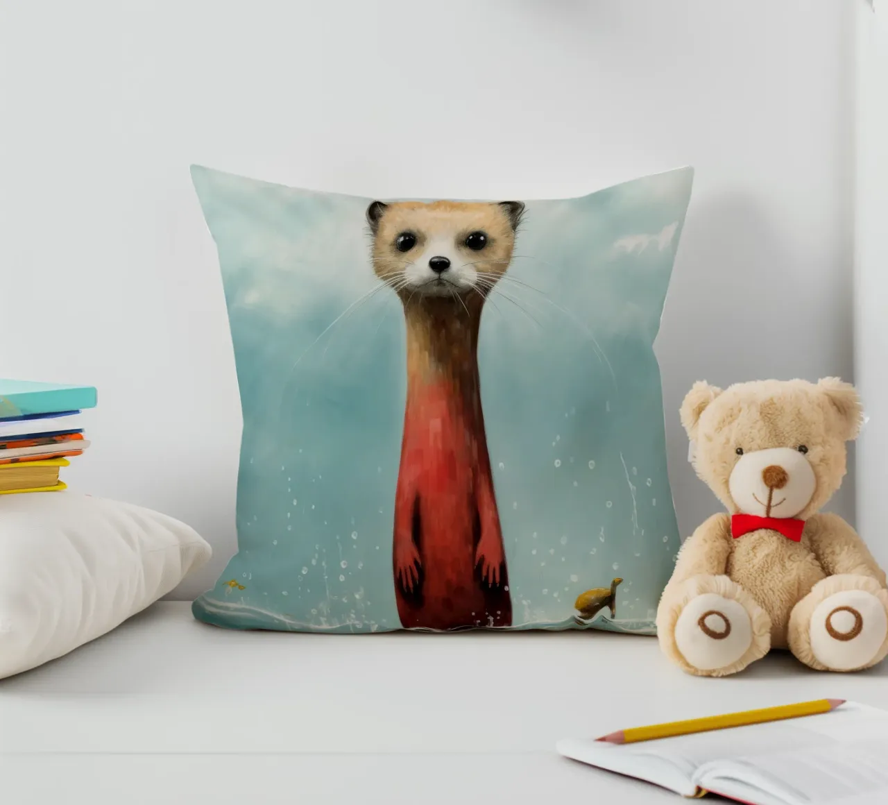 Donnola minima 2 cuscino da Minimal Animal Art