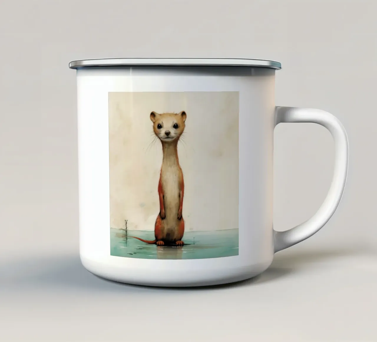 Donnola minima 3 tazza in smalto da Minimal Animal Art