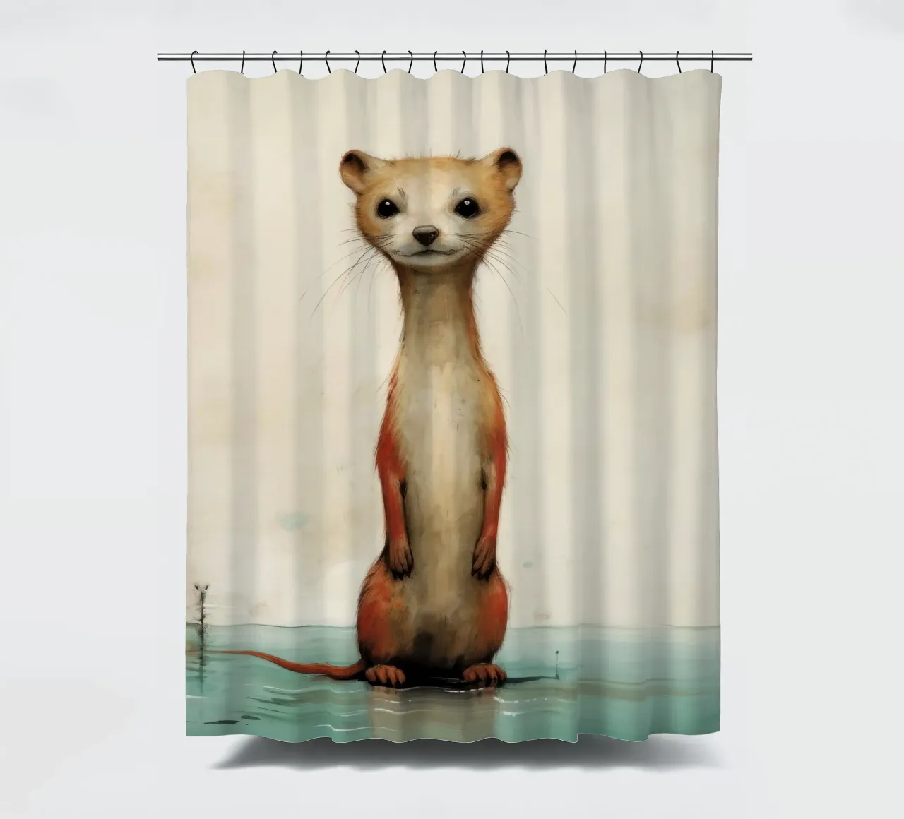 Minimal Weasel 3 Duschvorhang von Minimal Animal Art