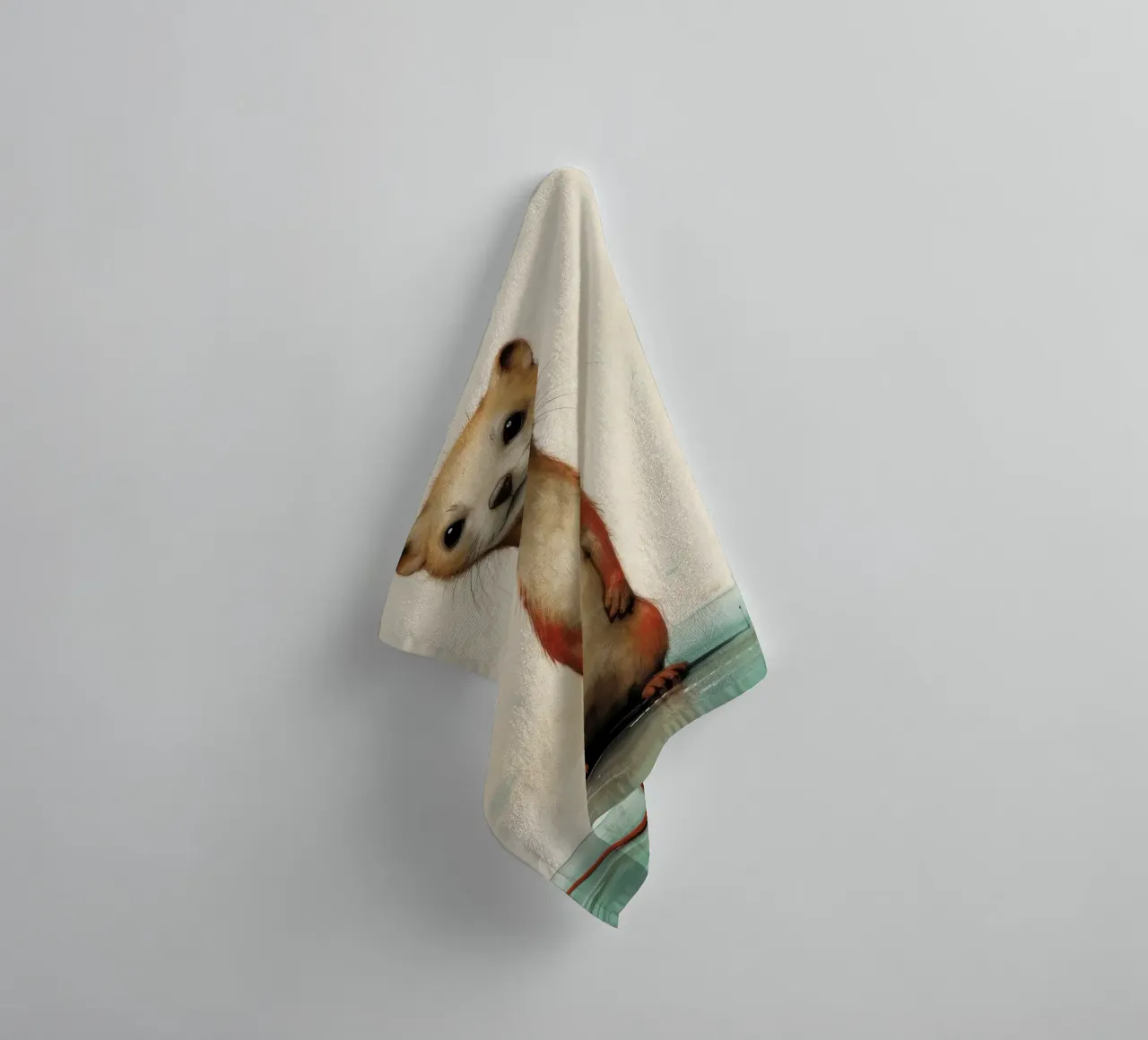 Minimal Weasel 3 towel by Minimal Animal Art