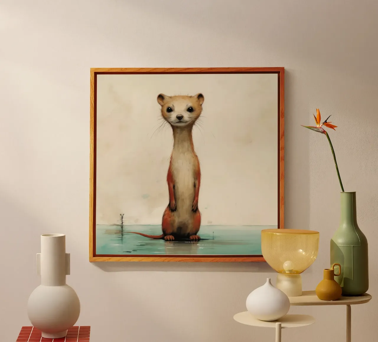 Minimal Weasel acrylic glass by Minimal Animal Art