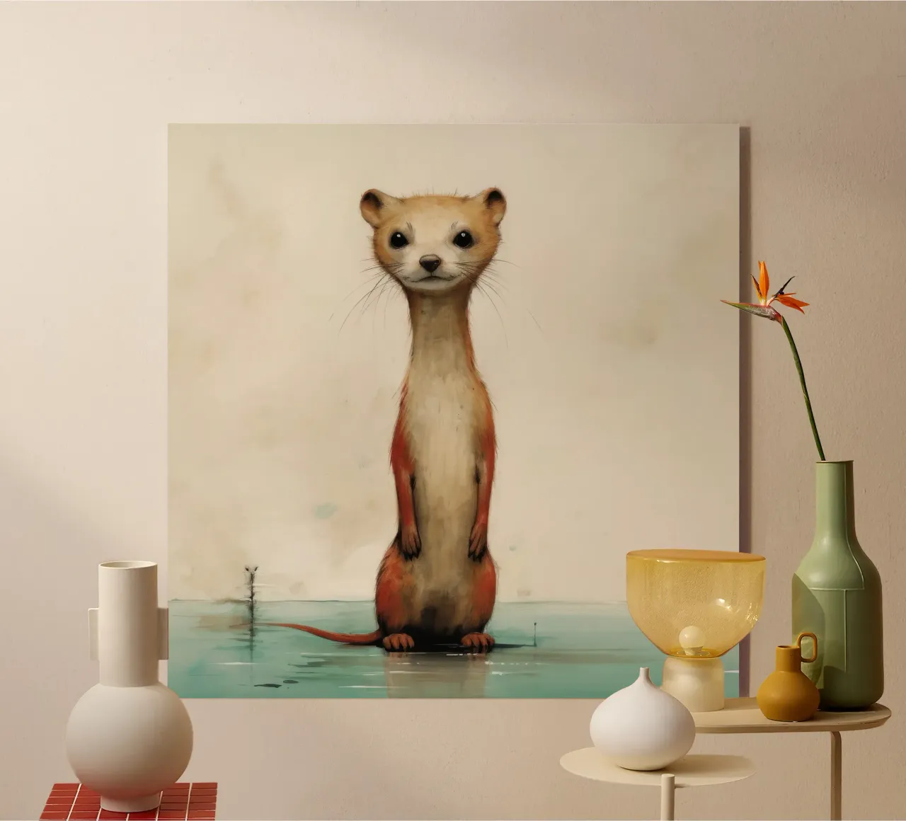 Minimal Weasel acrylic glass by Minimal Animal Art