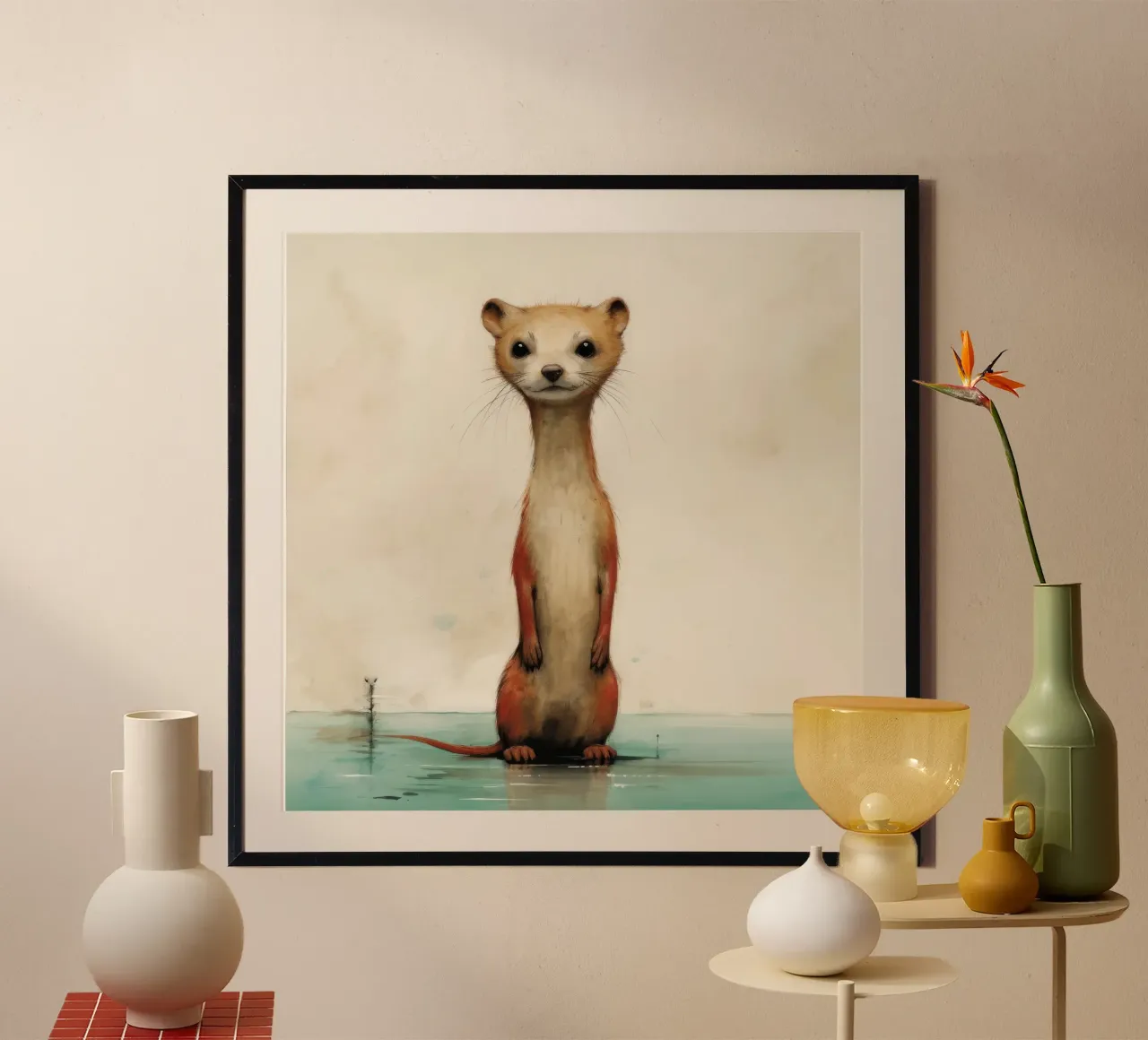 Minimal Weasel poster by Minimal Animal Art
