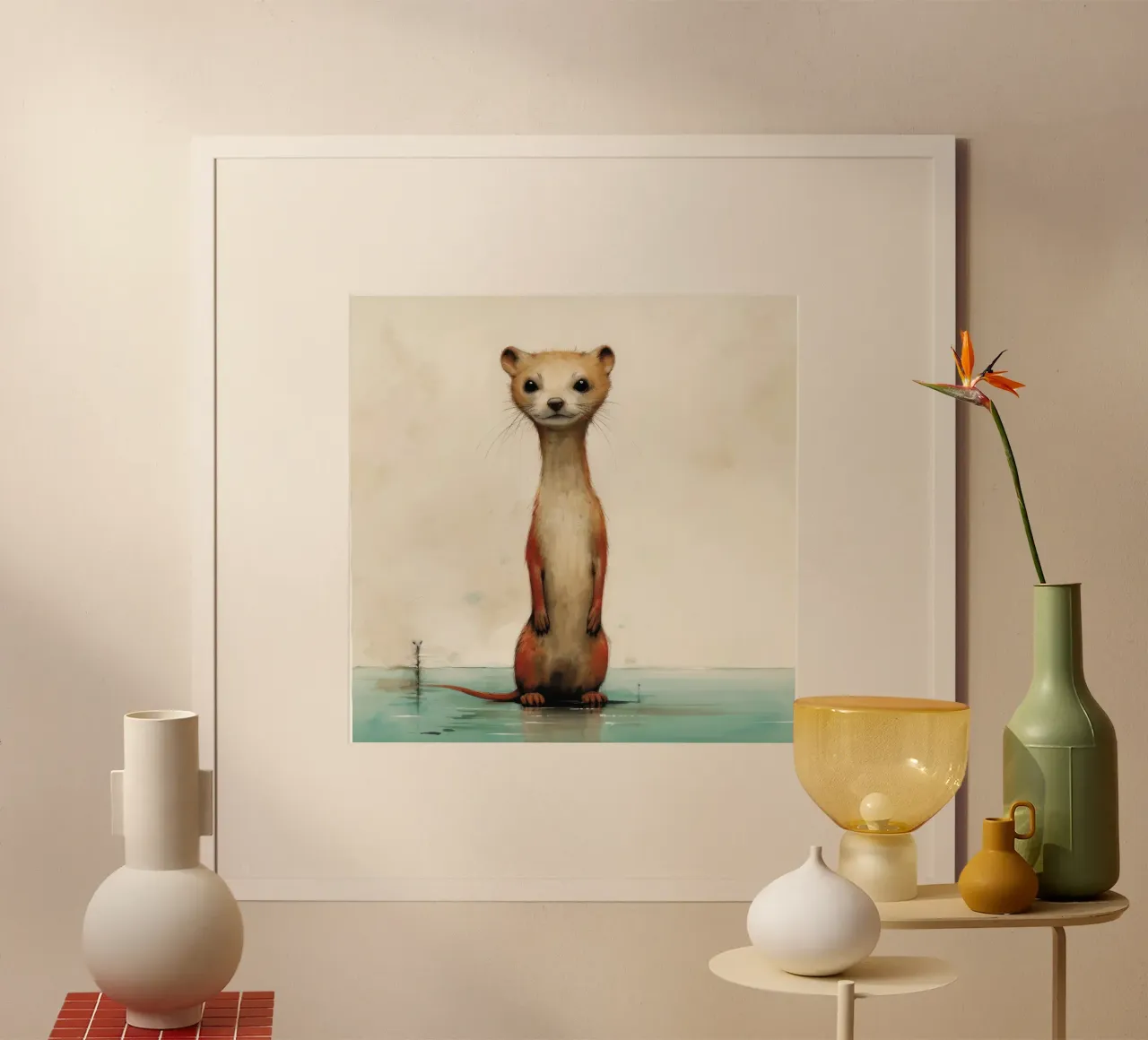 Minimal Weasel poster by Minimal Animal Art