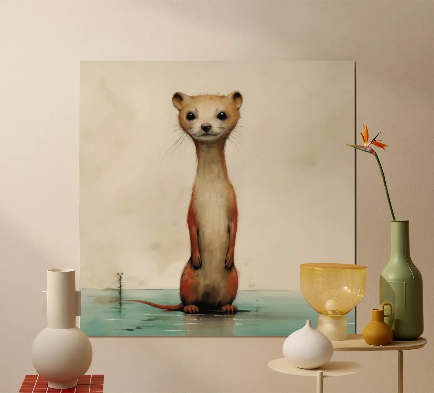 Minimaler Wiesel Poster von Minimal Animal Art