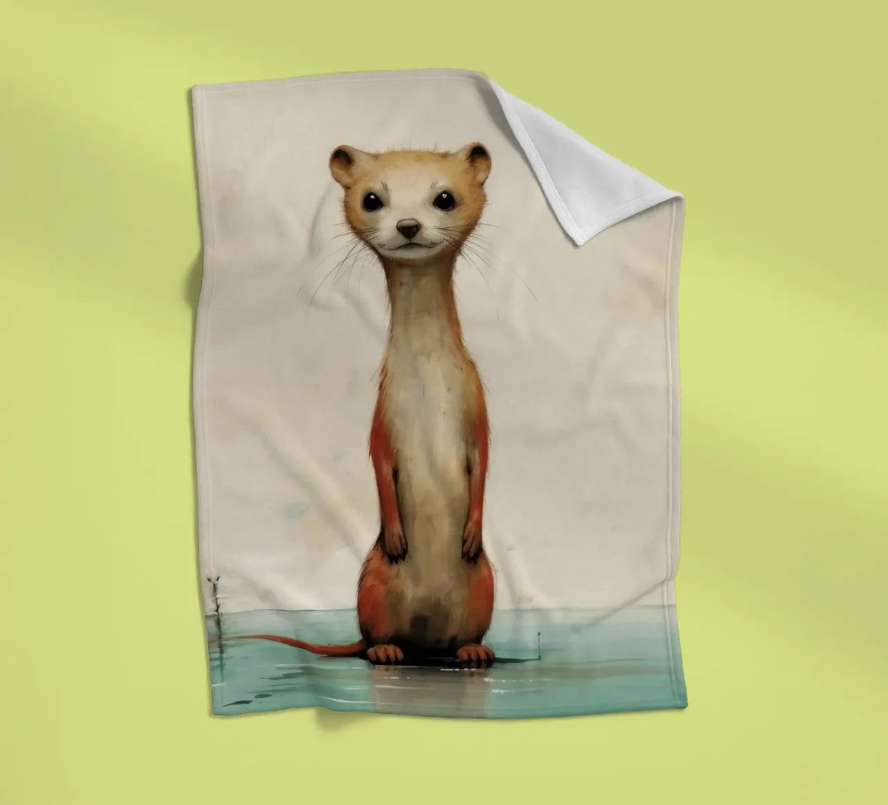 Minimal Weasel 3 fleece blanket by Minimal Animal Art