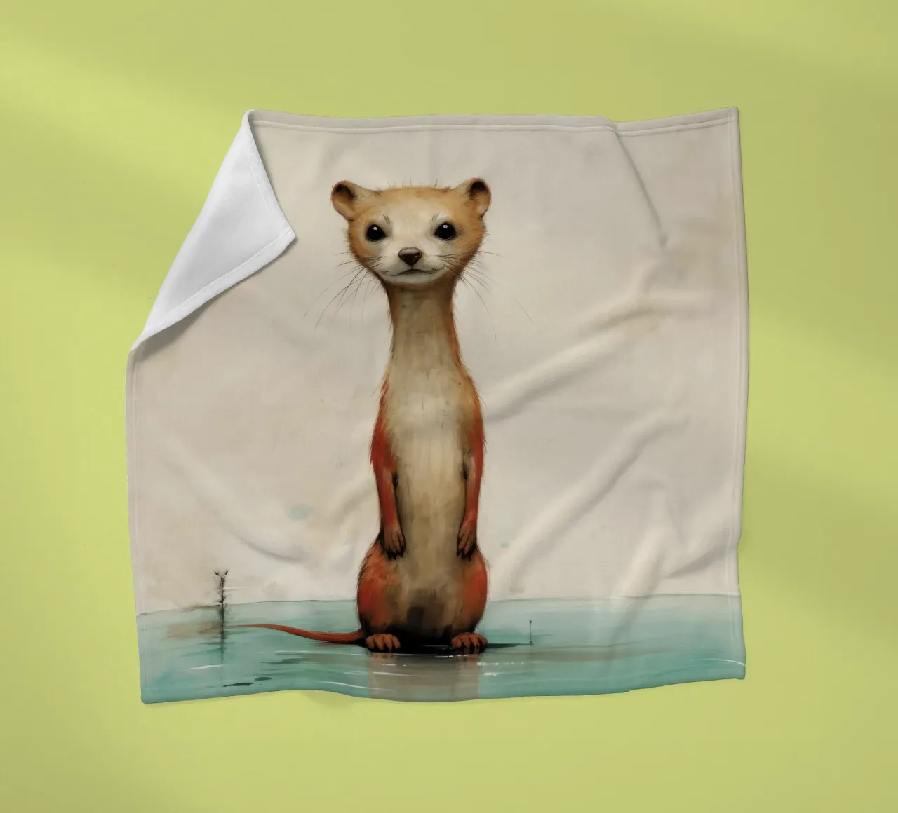 Minimal Weasel 3 fleece blanket by Minimal Animal Art