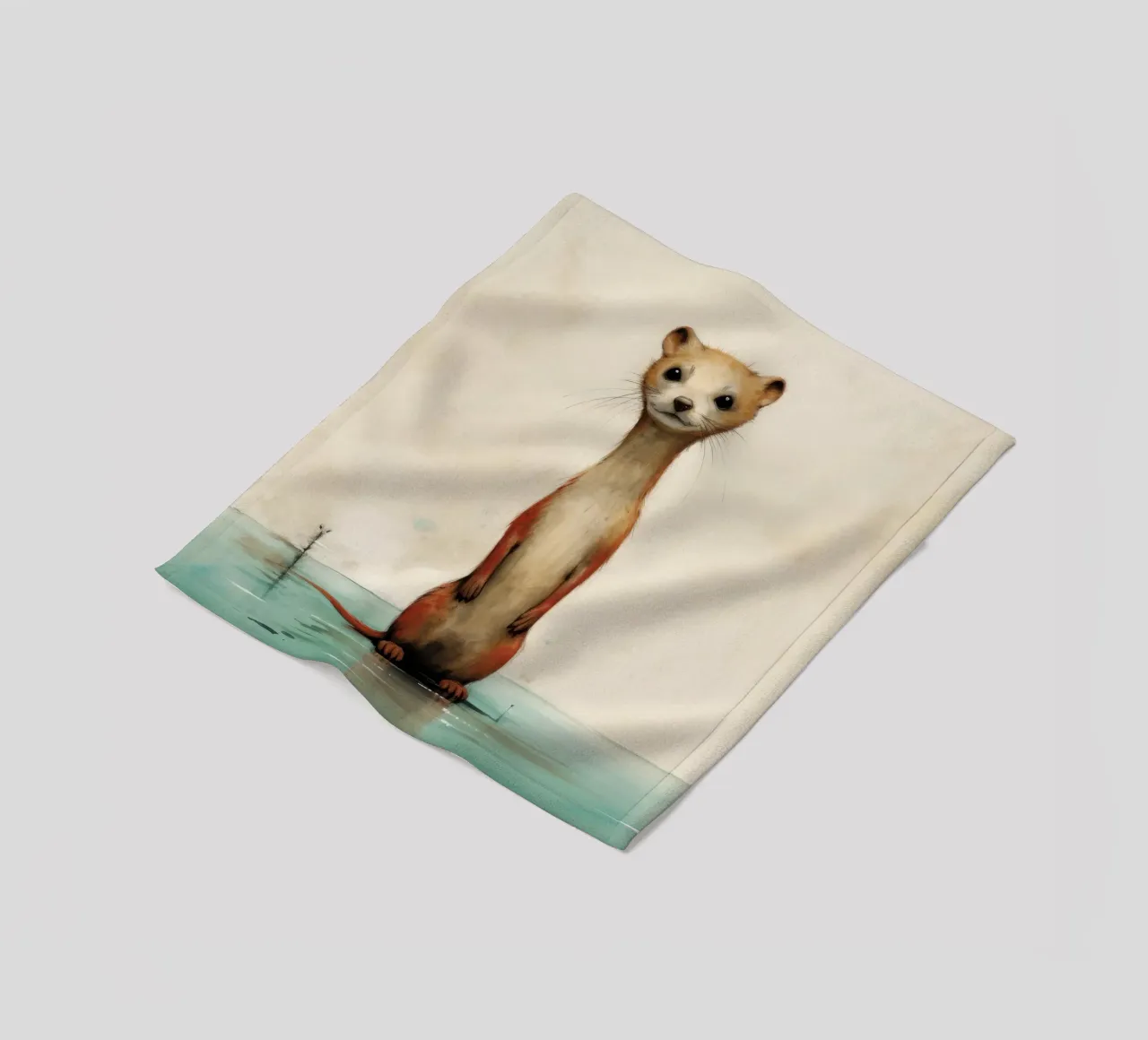 Minimal Weasel 3 fleece blanket by Minimal Animal Art