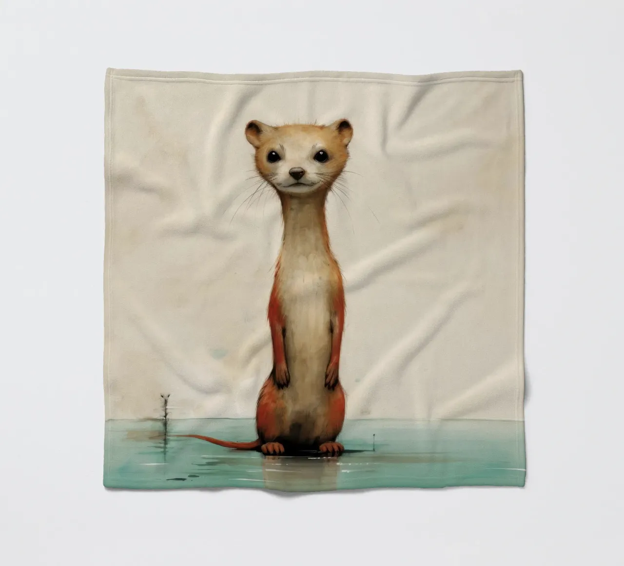 Minimal Weasel 3 fleece blanket by Minimal Animal Art