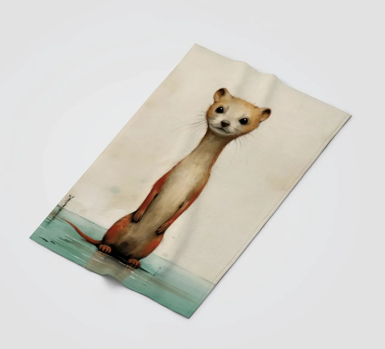 Minimal Weasel 3 fleece blanket by Minimal Animal Art