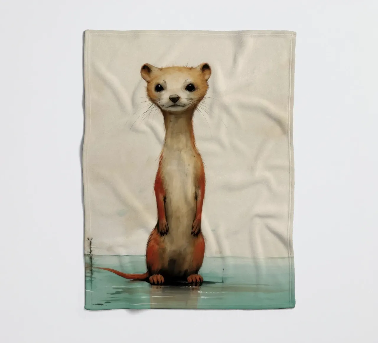 Minimal Weasel 3 fleece blanket by Minimal Animal Art