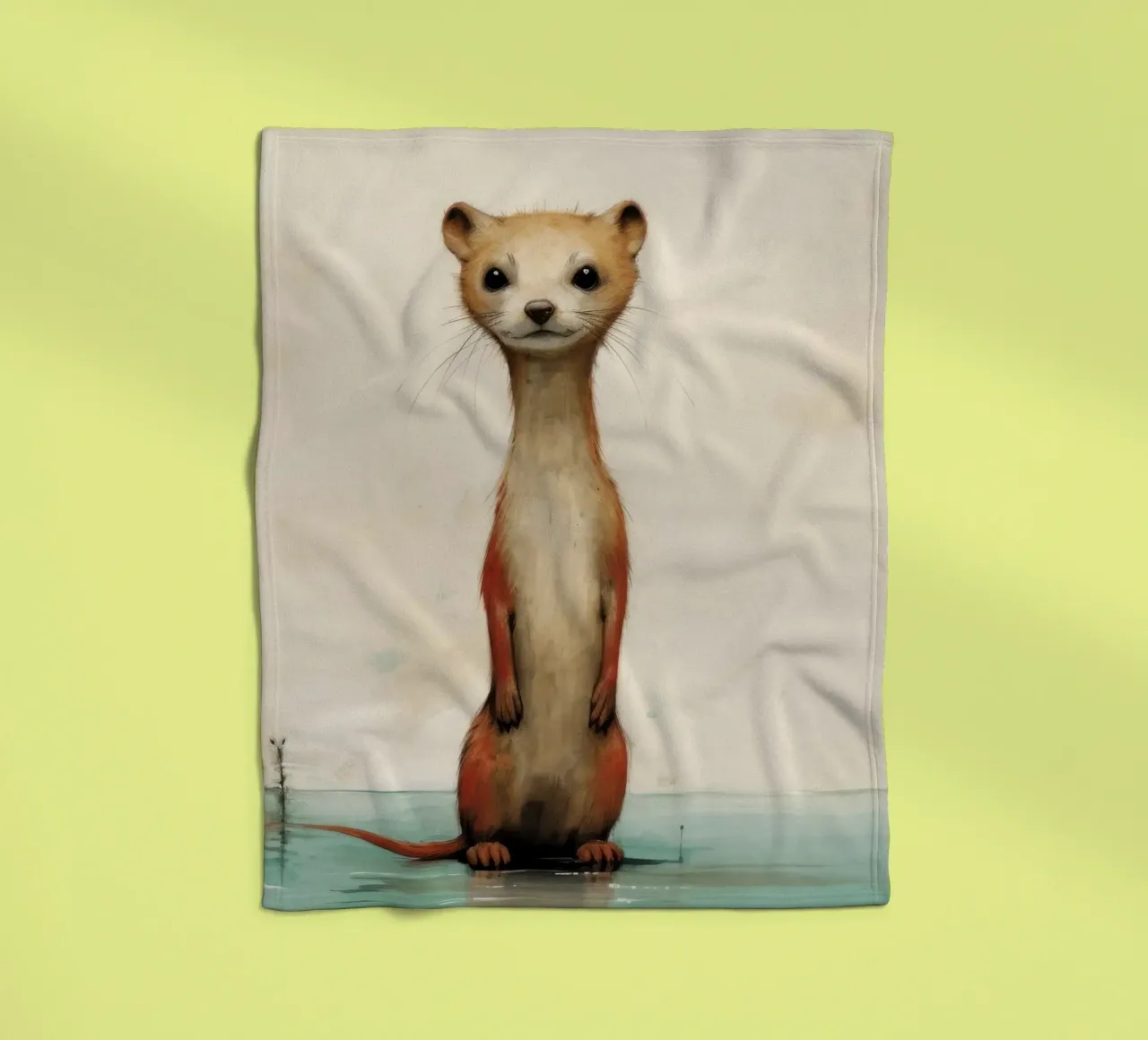 Minimal Weasel 3 fleece blanket by Minimal Animal Art