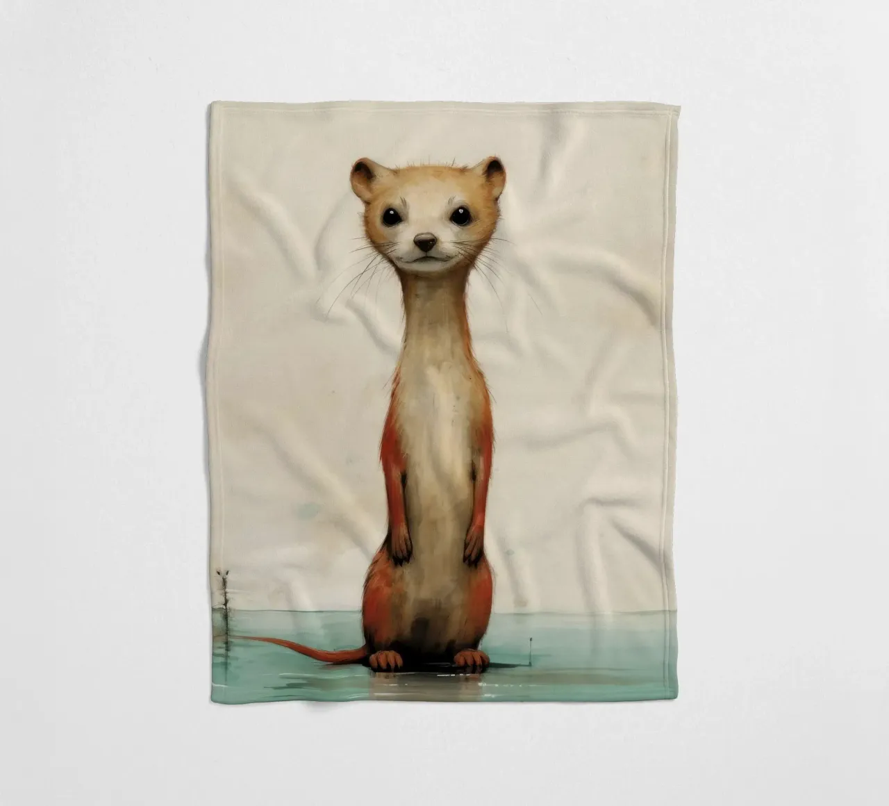 Minimal Weasel 3 fleece blanket by Minimal Animal Art