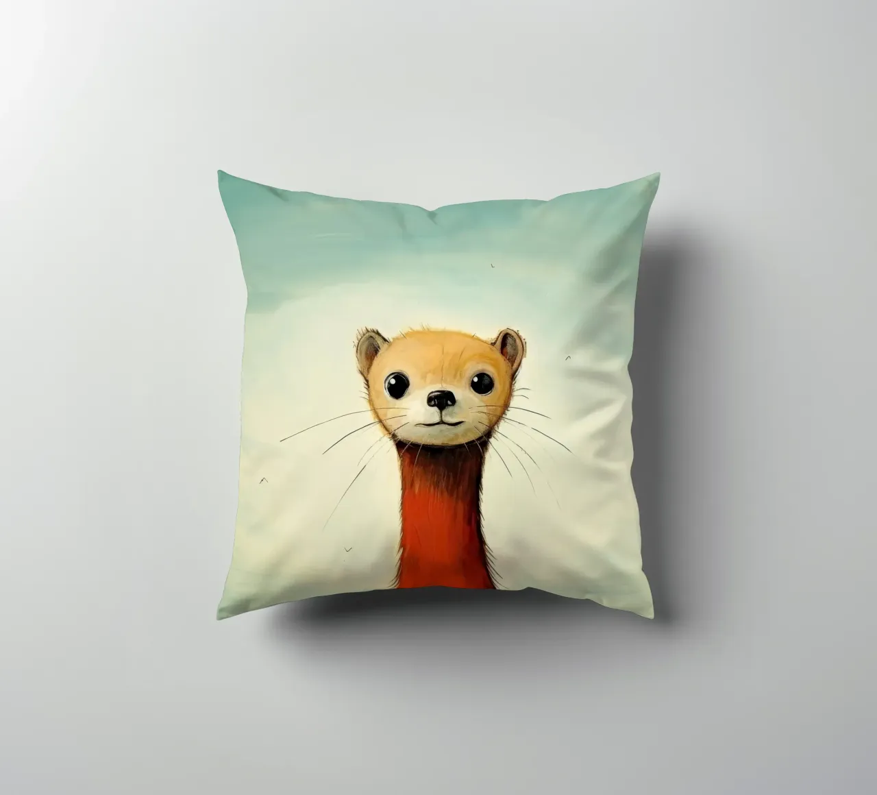 Donnola minima 4 cuscino da Minimal Animal Art