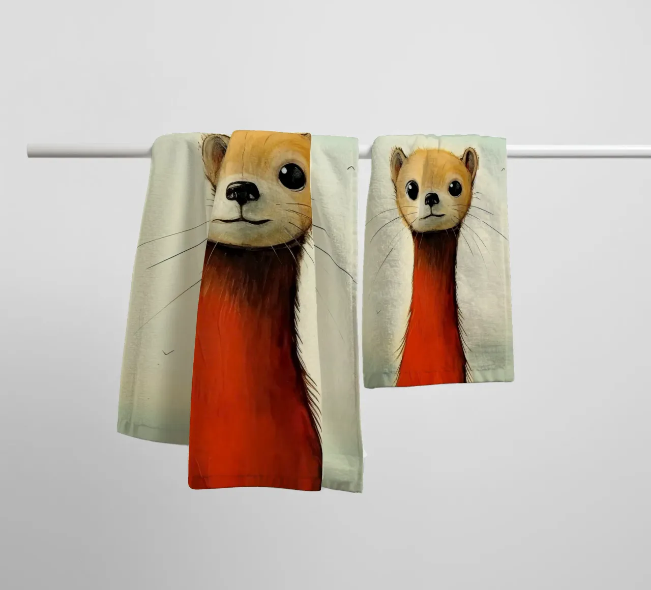 Minimal Weasel 4 towel by Minimal Animal Art