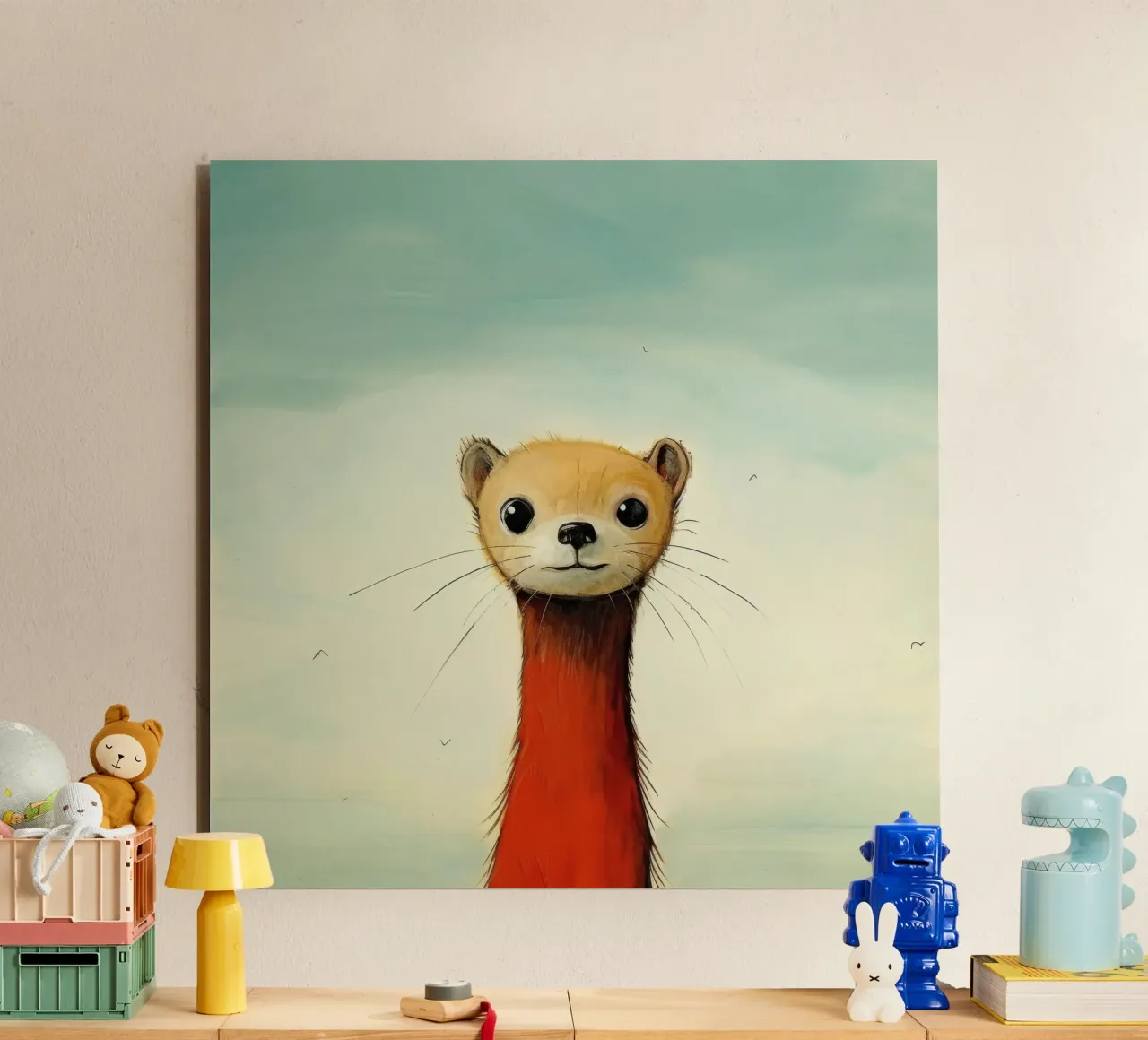 Donnola minima 4 alluminio dibond da Minimal Animal Art
