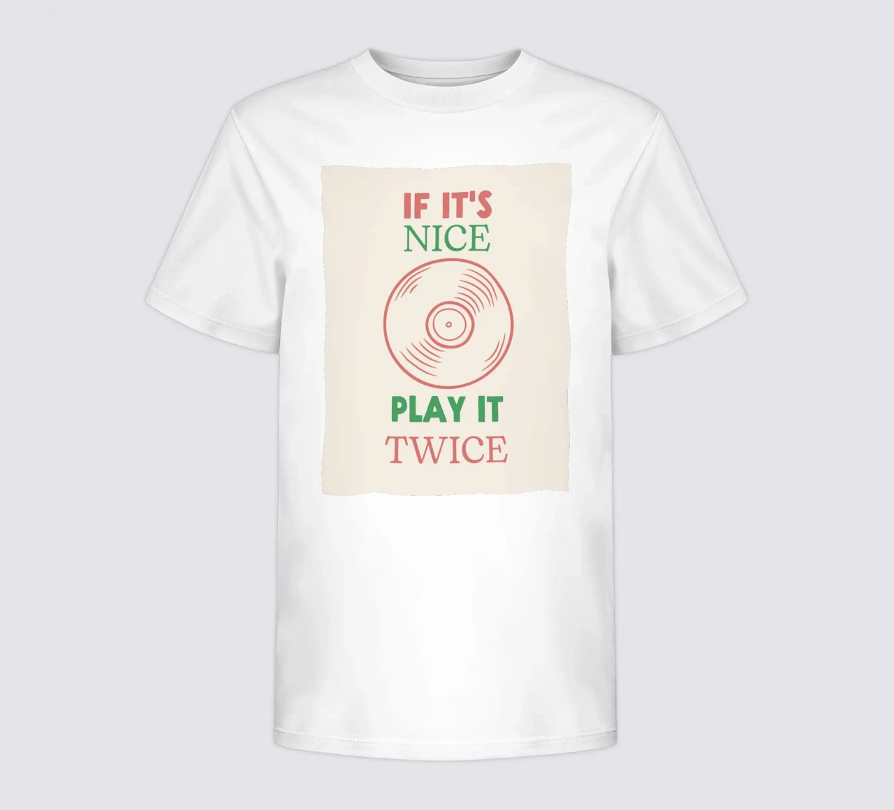 If it's Nice, Play It Twice - Zitat Musikplatte Kinder T-Shirt von Peaches Art Prints
