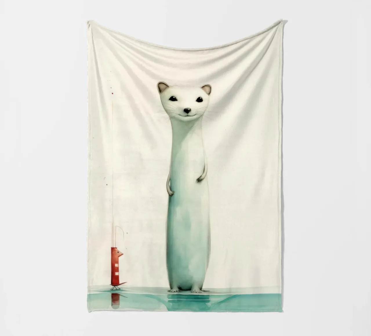 Donnola minima 1 coperta in pile da Minimal Animal Art