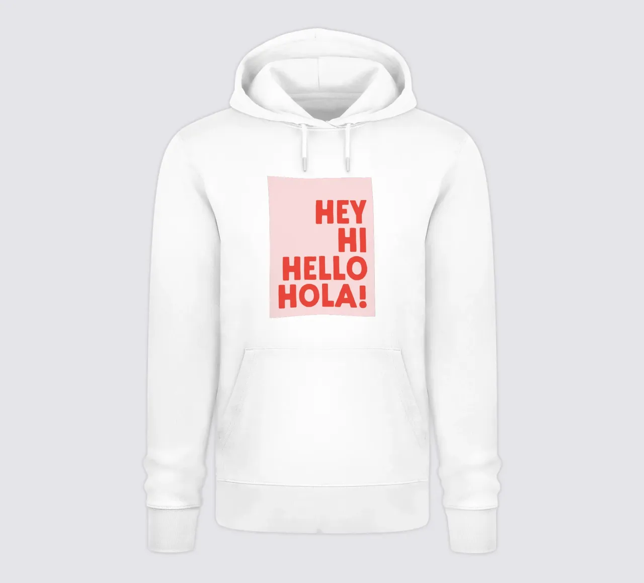 Hey, Hi Hello, Hola - Linguaggi tipografici felpa con cappuccio da Peaches Art Prints