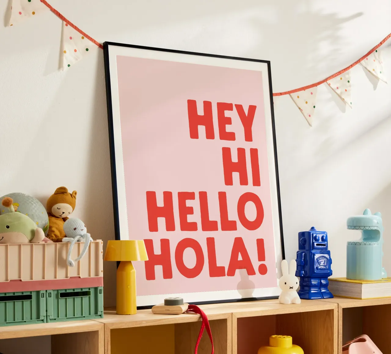 Hey, Hi Hello, Hola - Languages Typography hahnemühle by Peaches Art Prints