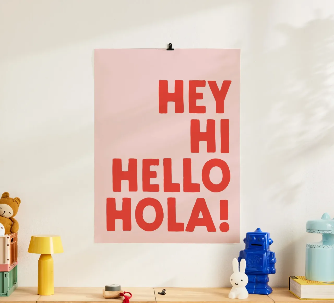 Hey, Hi Hello, Hola - Languages Typography hahnemühle by Peaches Art Prints